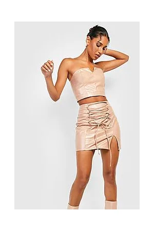 Boohoo Leather Look Notch Neck Corset