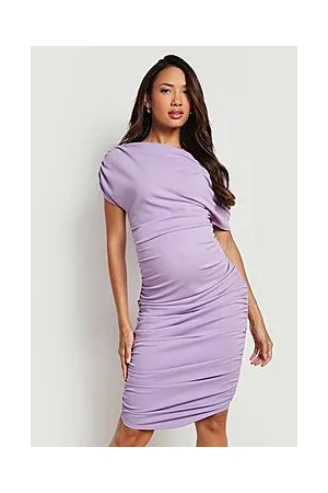 Boohoo Maternity Ruched Off Shoulder Midi Dress