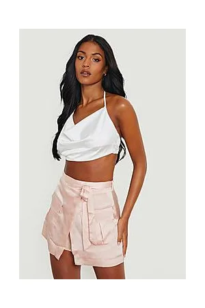 Boohoo Tall Cargo Pocket Detail Wrap Satin Skort
