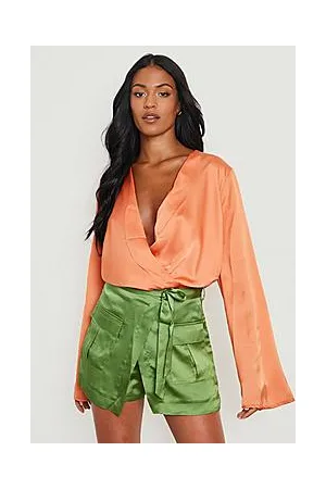 Boohoo Tall Cargo Pocket Detail Wrap Satin Skort