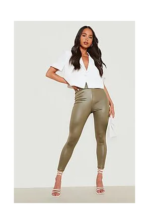 Boohoo Petite Wet Look Sculpt Waist Leggings
