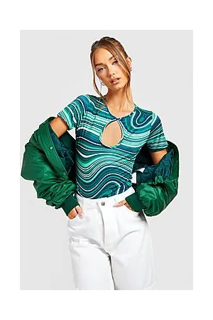 Boohoo Marble Keyhole Slinky Bodysuit