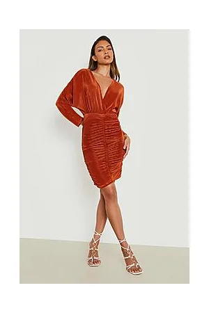 Boohoo Plisse Rouched Mini Dress