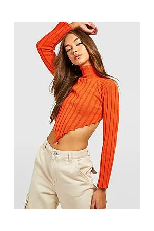 Boohoo High Neck Wide Rib Knit Corset Jumper