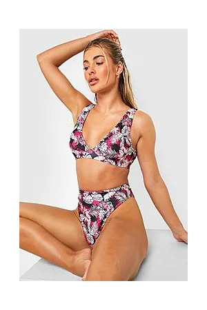 Boohoo Tropical High Waisted Bikini Brief