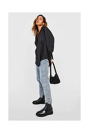 Boohoo Tab Detail Flat Croc Chelsea Boots