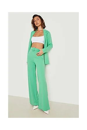 Boohoo Jersey Blazer & Belted Wide Leg Trouser Set
