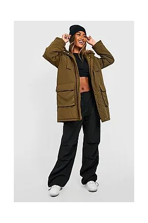 Boohoo Faux Fur Trim Parka Coat