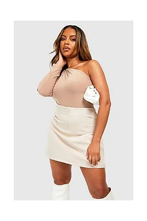 Boohoo Plus One Shoulder Ruched Slinky Bodysuit