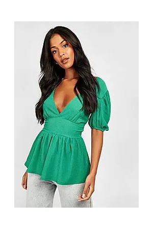 Boohoo Tall Crinkle Peplum Corset Top