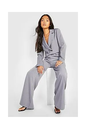 Boohoo Petite Woven Pinstripe Wide Leg Trousers