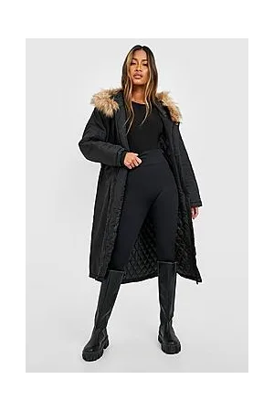 Boohoo Faux Fur Trim Parka Coat