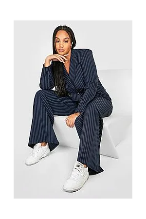 Boohoo Plus Tailored Pinstripe Wide Leg Trousers