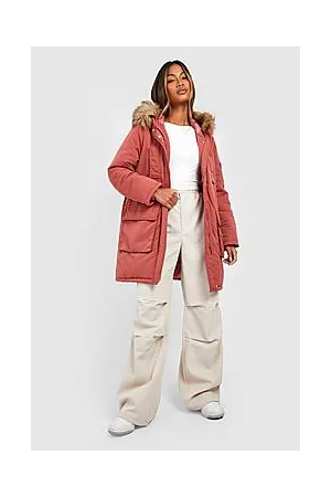 Boohoo Faux Fur Trim Parka Coat