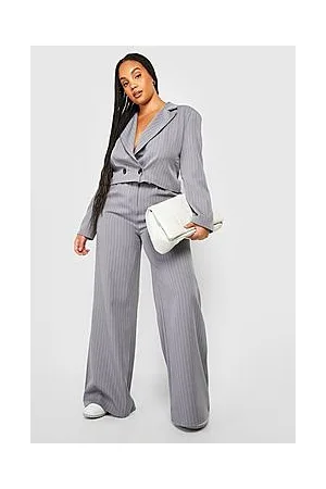 Boohoo Plus Tailored Pinstripe Wide Leg Trousers