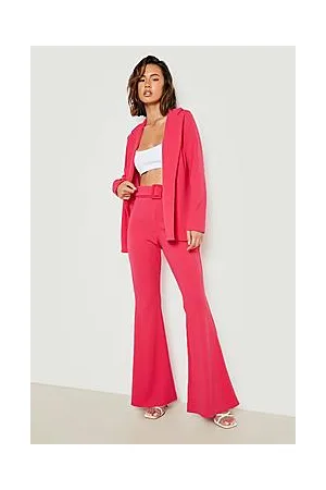 Boohoo Jersey Blazer & Belted Flared Trouser Set