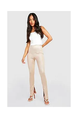 Boohoo Petite Wet Look Split Hem Leggings