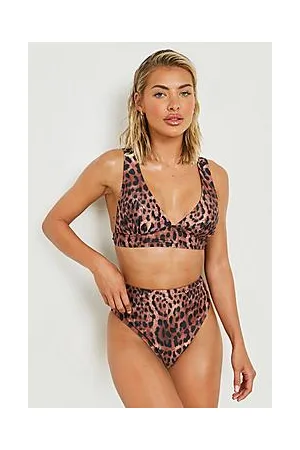 Boohoo Leopard High Waisted Bikini Brief