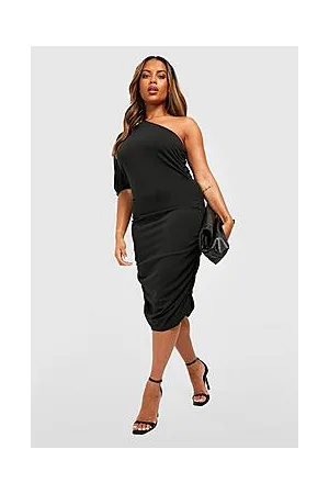 Boohoo Plus Ruched One Shoulder Mini Dress