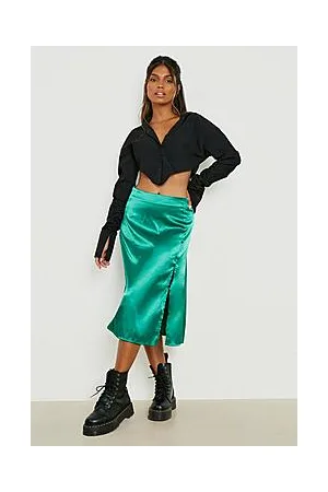 Boohoo Buttoned Front Split Hem Midi Skirt