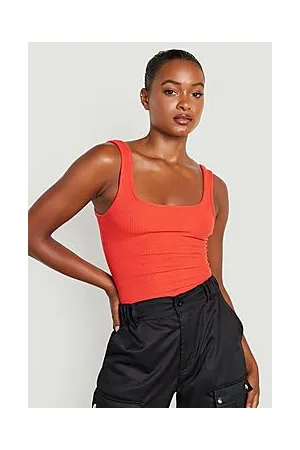 Boohoo Tall Square Neck Texture Ripple Rib Bodysuit