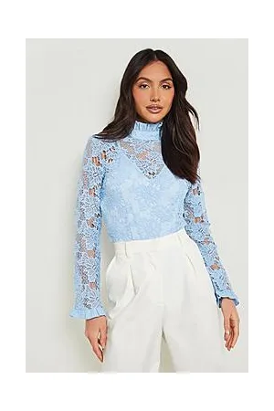 Boohoo Lace High Neck Long Sleeve Bodysuit