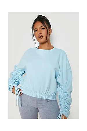 Boohoo Plus Dip Hem Ruched Sleeve Sweatshirt