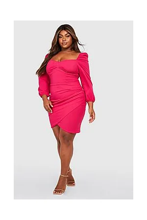 Boohoo Plus Ruched Detail Wrap Dress