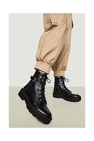 Boohoo Buckled Lace Up Hiker Boot