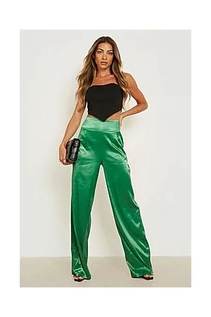 Boohoo High Waisted Satin Wide Leg Trousers