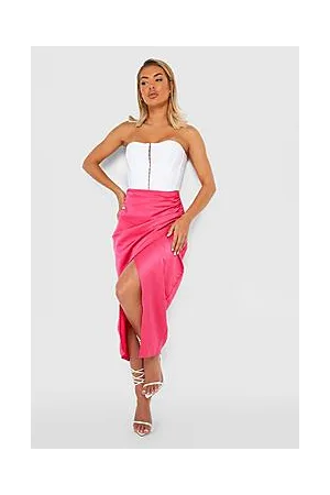 Boohoo Draped Wrap Midi Skirt