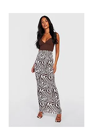 Boohoo Tall Zebra Print Tube Maxi Skirt