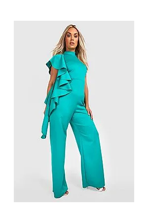 Boohoo Plus Frill Detail Wide Leg Jumpsuit