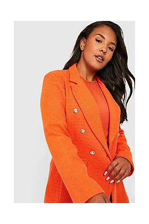 Boohoo Plus Boucle Military Button Blazer