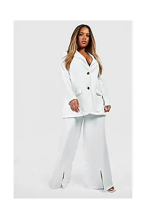 Boohoo Plus Woven Tailored Split Wide Leg Trousers
