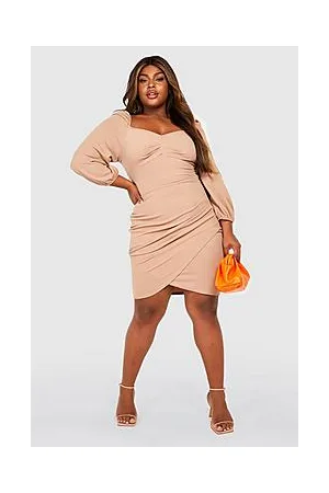 Boohoo Plus Ruched Detail Wrap Dress
