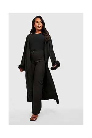 Boohoo Plus Long Line Feather Cuff Kimono