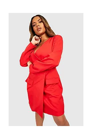 Boohoo Plus Wrap Long Sleeved Blazer Dress