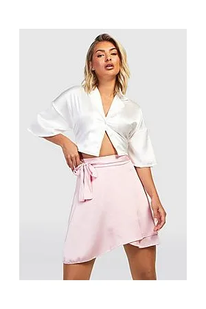 Boohoo Floaty Belted Satin Skater Skirt