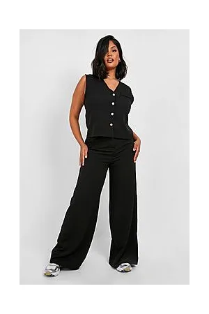 Boohoo Plus Wide Leg Tailored Trousers