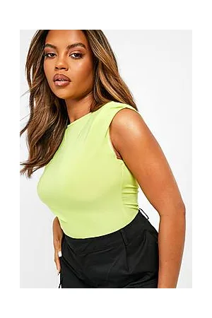 Boohoo Plus Slinky Shoulder Pad Racer Bodysuit