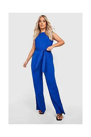 Boohoo Plus Belted Wide Leg Jumpsuit