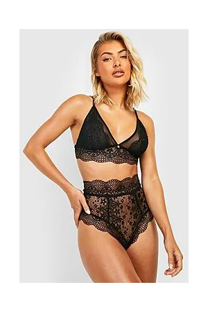 Boohoo Lace Plunge Bralet & High Waist Knicker