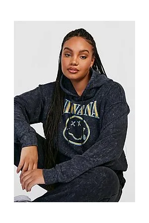 Boohoo Plus Nirvana Acid Wash Hoodie