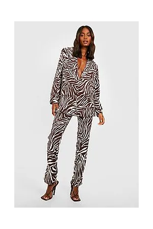 Boohoo Tonal Zebra Print Relaxed Fit Blazer