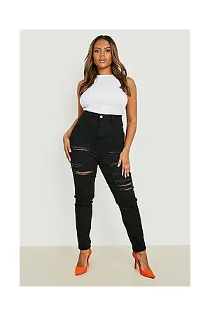 Boohoo Plus Slash Rip Jegging
