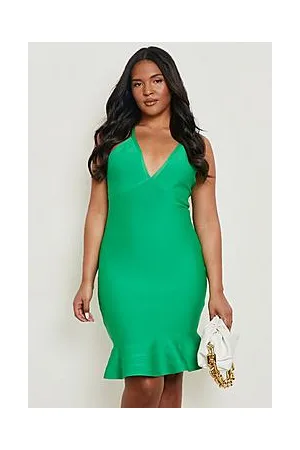 Boohoo Plus Bandage Peplum Hem Mini Dress