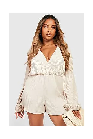 Boohoo Plus Plisse Wrap Flippy Playsuit