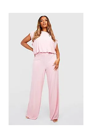 Boohoo Plus Recycled Slinky Flare Leg Jumpsuit