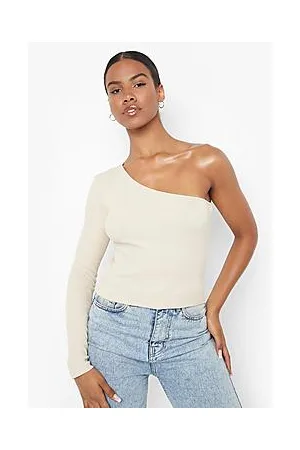 Boohoo One Shoulder Long Sleeve Crop Top